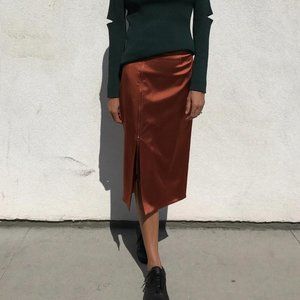 Nomia zip slit satin skirt